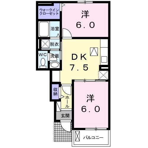 BEST HOUSE IV B(2DK/1階)の間取り写真