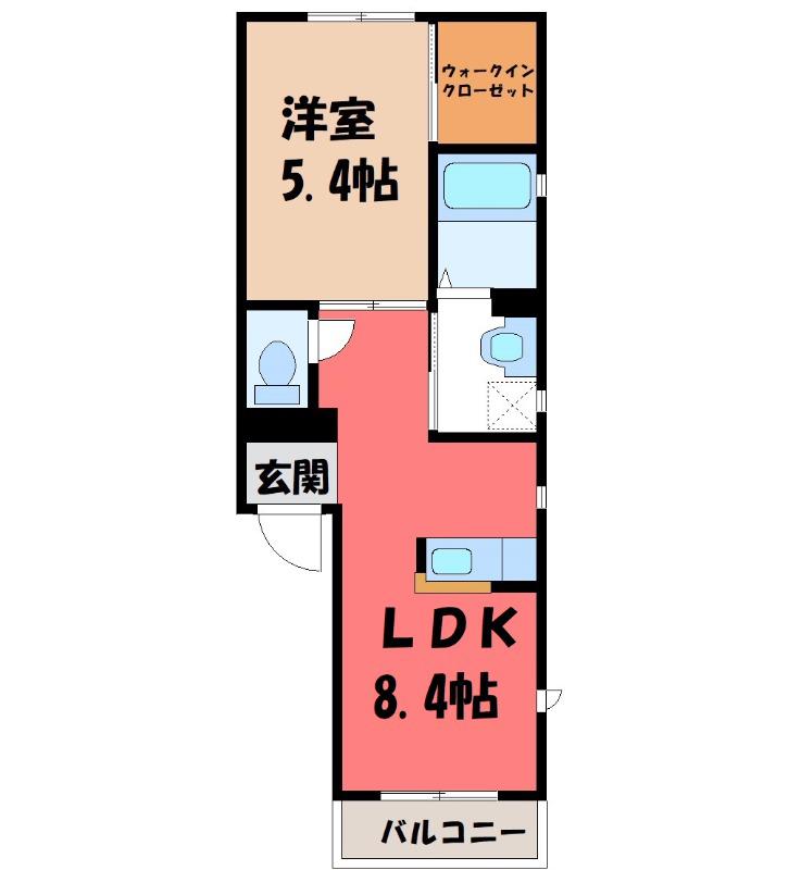 ヴィラ・ブルーノE(1LDK/1階)の間取り写真