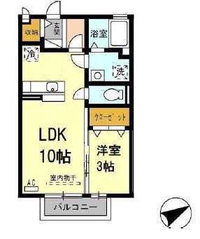 コンフォート ヴィラ(1LDK/2階)の間取り写真