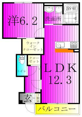 柏市船戸 アパート(1LDK/1階)の間取り写真