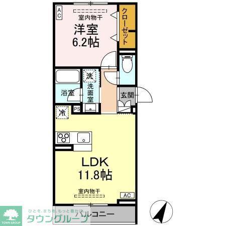 ASSET-COURT立川上砂町5丁目 B棟(1LDK/2階)の間取り写真