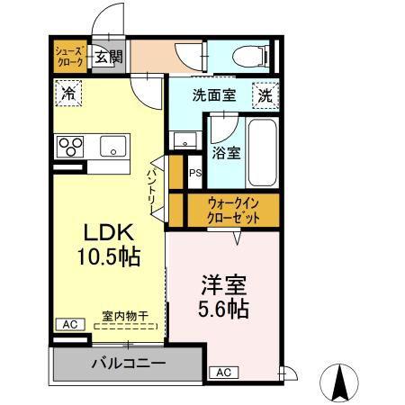 サニーハイツ コバリ(1LDK/2階)の間取り写真
