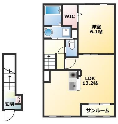 グリーンサイド(1LDK/2階)の間取り写真