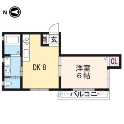 インテグレート清水五条(1DK/2階)の間取り写真