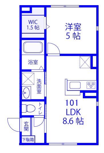 ネストつづき(1LDK/1階)の間取り写真