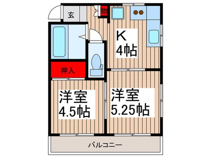 コンフォートブゾウ(2K/2階)の間取り写真