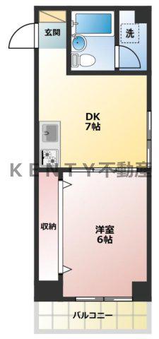ニッポーホームズ(1DK/2階)の間取り写真