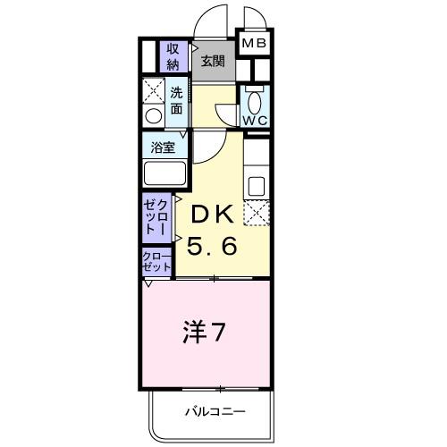 サンヒルズ(1DK/2階)の間取り写真