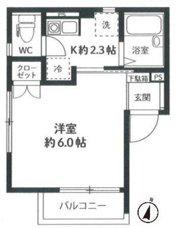 オーベルジュ(1K/3階)の間取り写真