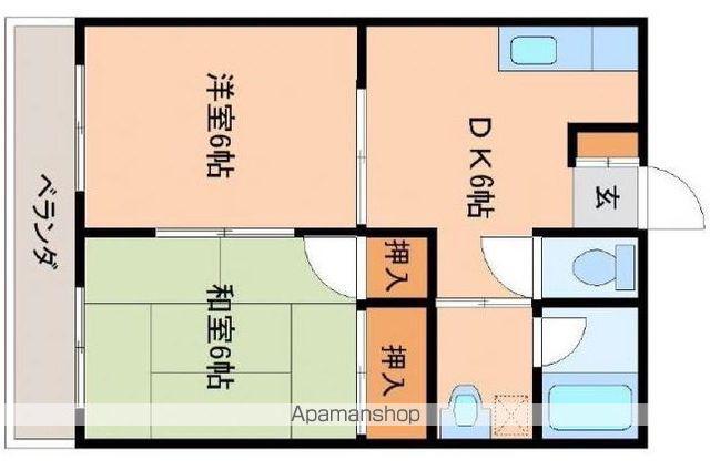 フローラ花山手(2DK/1階)の間取り写真