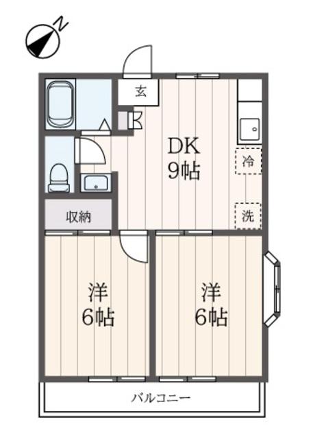 エリール東戸塚(2DK/1階)の間取り写真