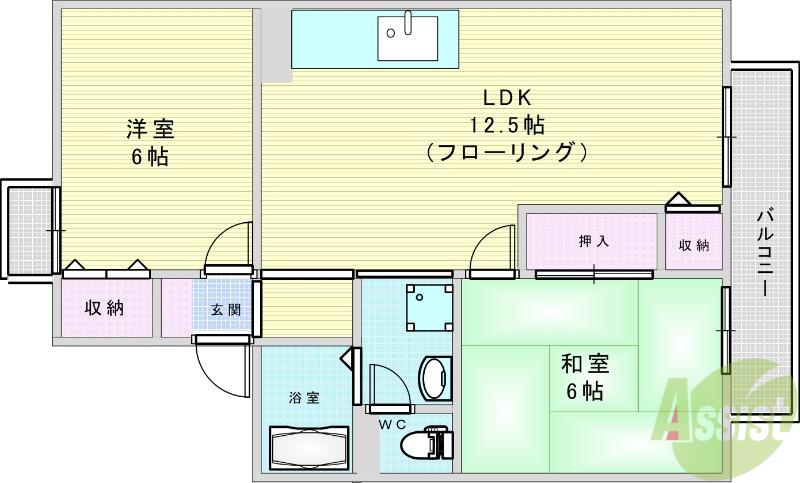 クレセント石橋(2LDK/2階)の間取り写真