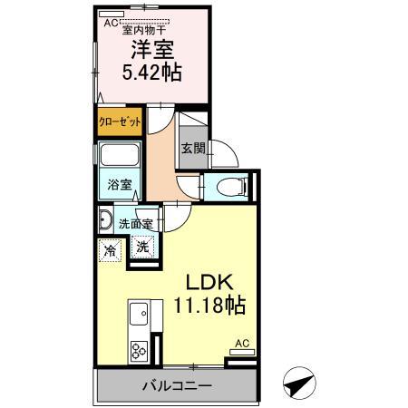 ロイヤルレジデンスA(1LDK/2階)の間取り写真