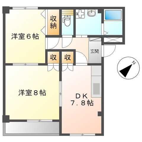 ピアハイムII(2DK/1階)の間取り写真