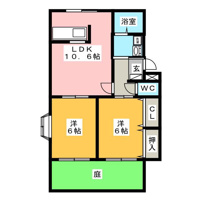メルヴェール弐番館(2LDK/1階)の間取り写真
