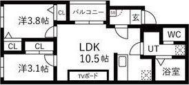 TIDY本陣西(2LDK/2階)の間取り写真