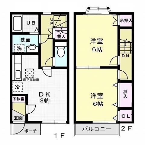 ベルハイム(2DK/1階)の間取り写真