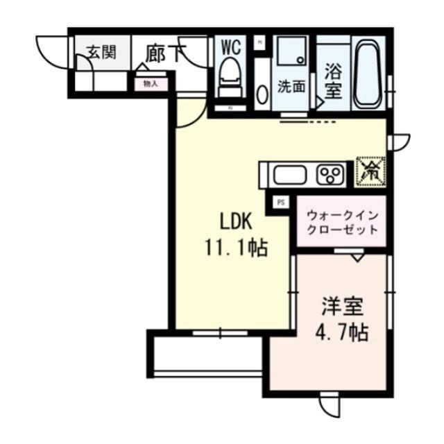 エスポワール飛鳥(1LDK/3階)の間取り写真