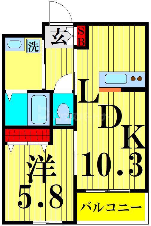 MOBEL花水木(1LDK/3階)の間取り写真