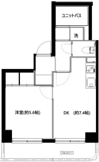 リグランド上野稲荷町(1DK/2階)の間取り写真