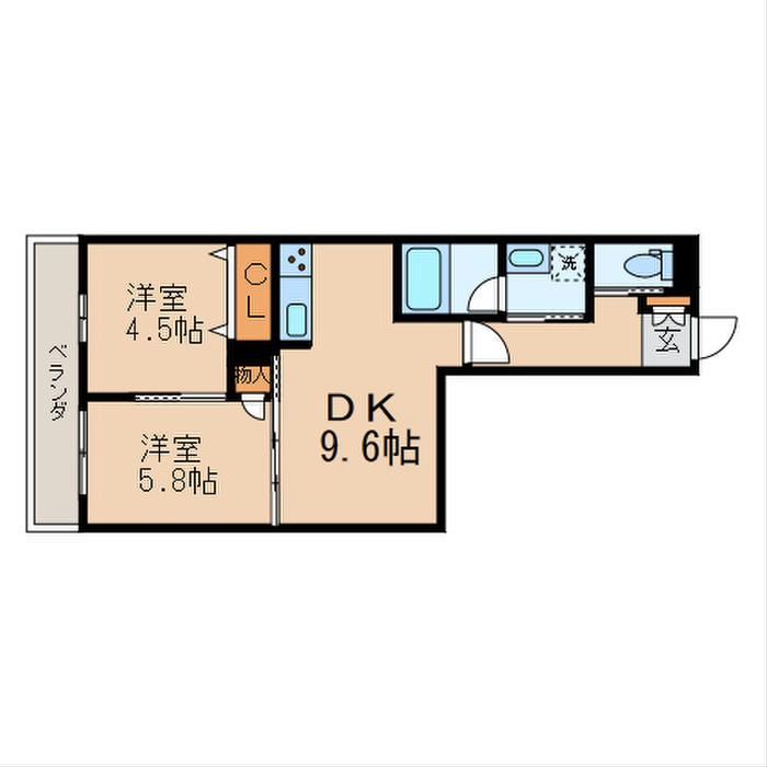 グランコール志茂(2DK/4階)の間取り写真