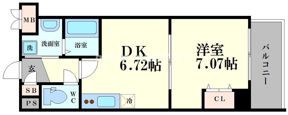 レジデンス朝潮橋(1DK/6階)の間取り写真