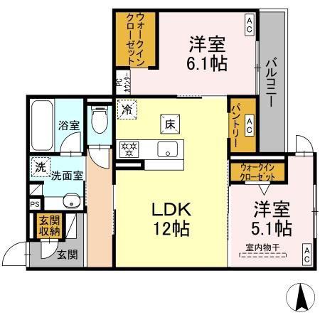 D-CRINUM川島田(2LDK/1階)の間取り写真
