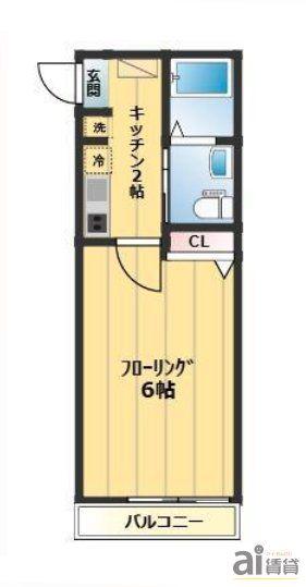 ウエストガーデン所沢(1K/3階)の間取り写真