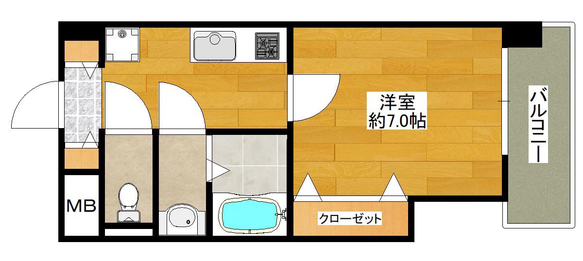 LUXE新大阪III(1K/4階)の間取り写真