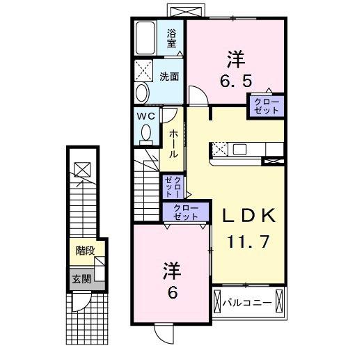 ポラリスB(2LDK/2階)の間取り写真