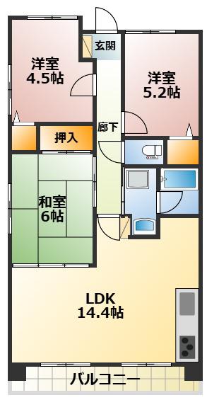 アプリーレ垂水(3LDK/7階)の間取り写真