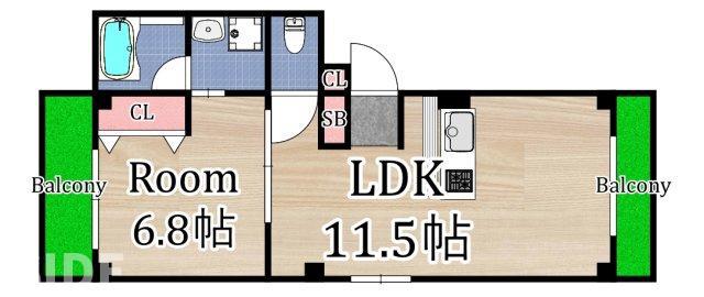 アリエッタ鶴見緑地(1LDK/3階)の間取り写真