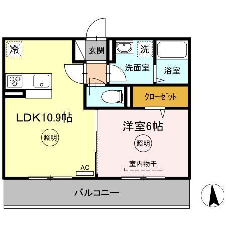 ル・シェール(1LDK/2階)の間取り写真