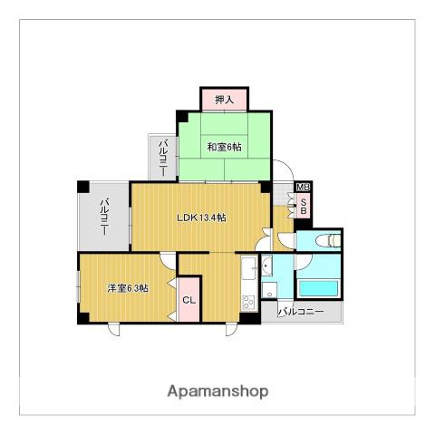 D・Iビル(2LDK/4階)の間取り写真