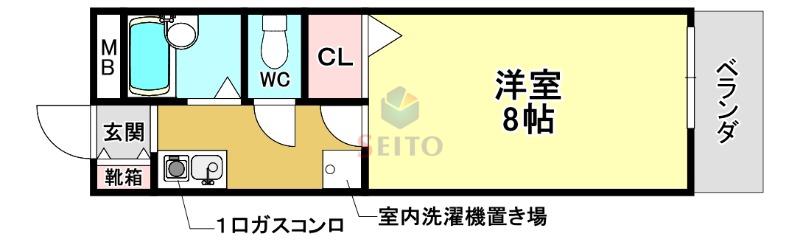 カーサティエラ(1K/1階)の間取り写真