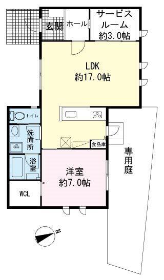 トローノ大岡公園 C棟(1SLDK/1階)の間取り写真