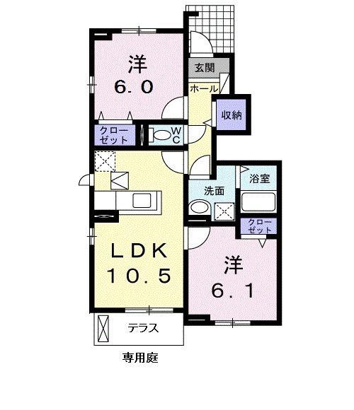 コッティA(2LDK/1階)の間取り写真