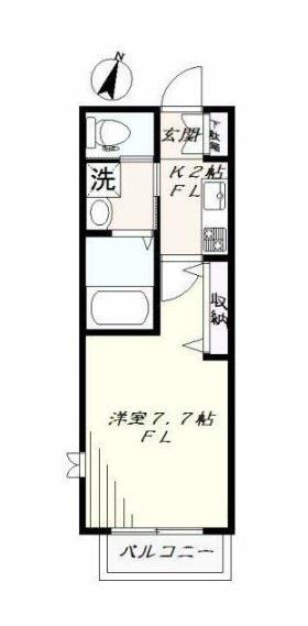 ホワイトスプライト(1K/3階)の間取り写真