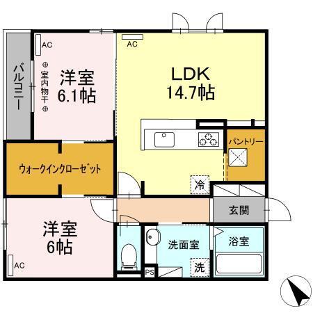 ESPECIAL(2LDK/1階)の間取り写真