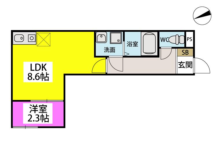 ARTE久留米(1LDK/1階)の間取り写真
