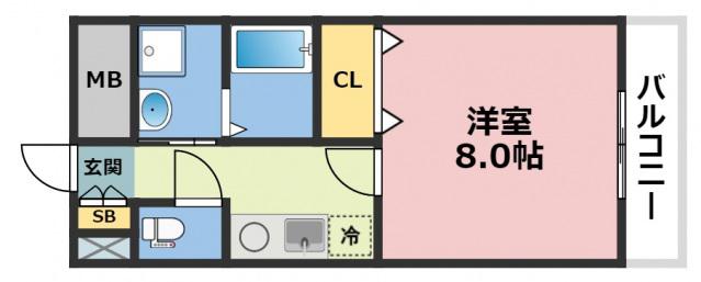 ヒルズR&A(1K/8階)の間取り写真
