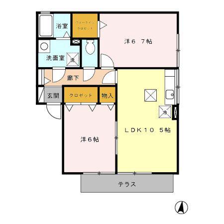 パレオA棟(2LDK/1階)の間取り写真