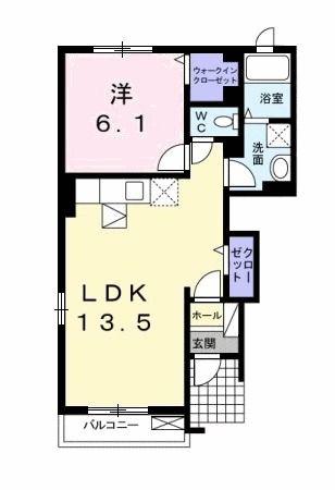 アルカンシェルI(1LDK/1階)の間取り写真