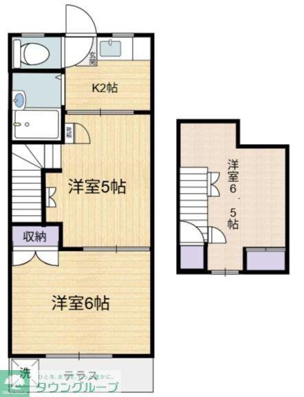 ハイツ中村園B(2K/2階)の間取り写真