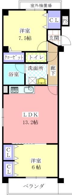 レージュ大和(2LDK/2階)の間取り写真