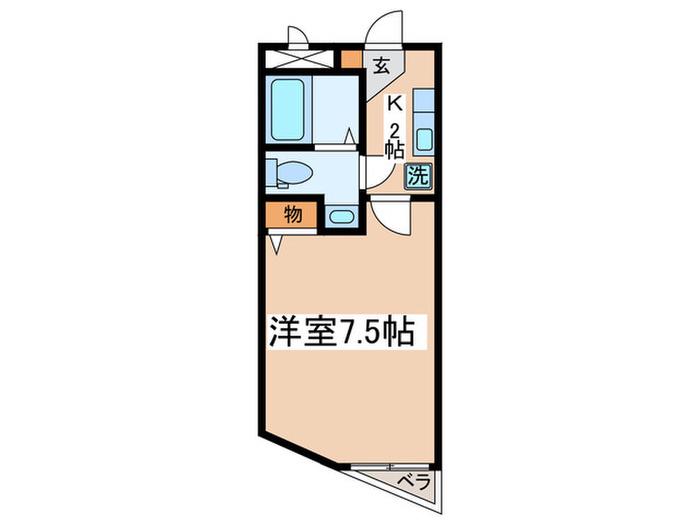 メゾネット新留(1K/1階)の間取り写真
