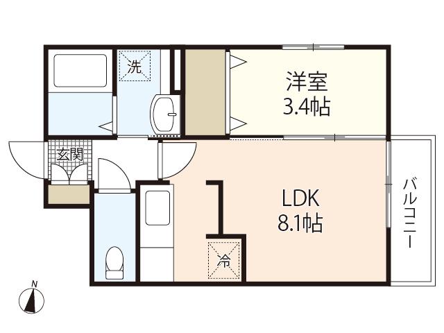 F・R I(1LDK/1階)の間取り写真