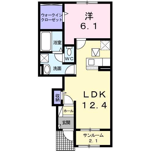 エイトドア(1LDK/1階)の間取り写真