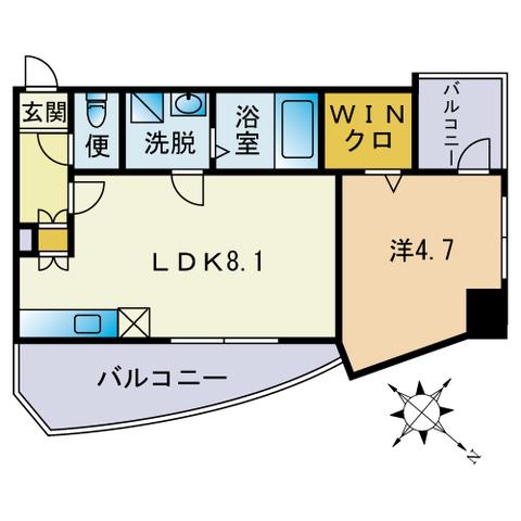 ステージア平尾(1LDK/6階)の間取り写真