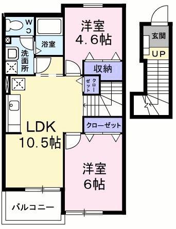 グラウクスII(2LDK/2階)の間取り写真